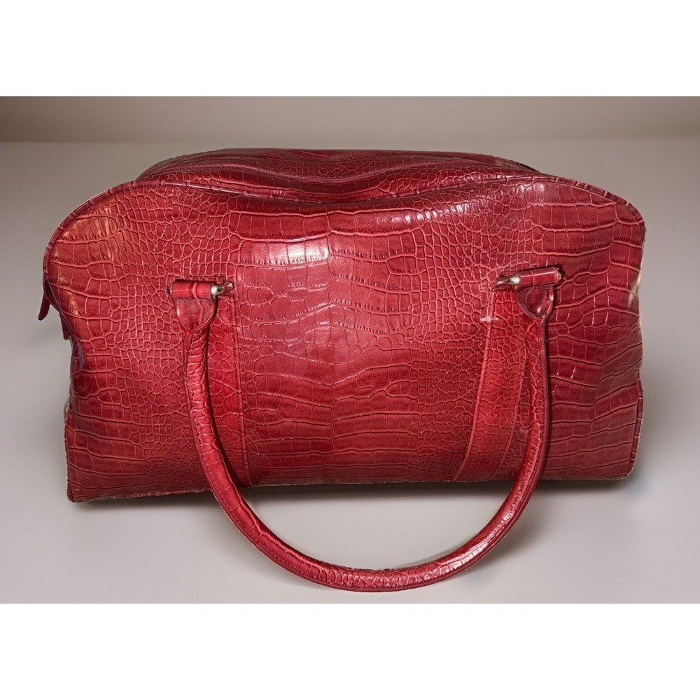 Vintage Bath & Body Works Red Faux Croc Weekender Travel Duffel Tote Bag Y2K 20"